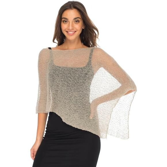 Mesh Poncho Back From Bali Womens Sheer Blouse Top Lightweight